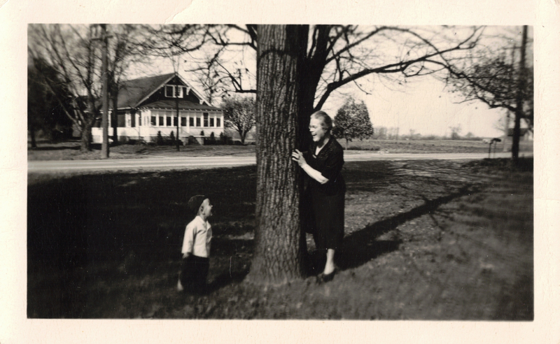 Grandson and Anna Haushalter Play Hide and Seek, Sep 1, 1946