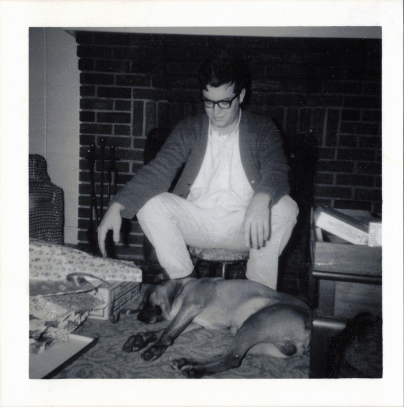 Snooper and his Man by Fireplace c. 1965